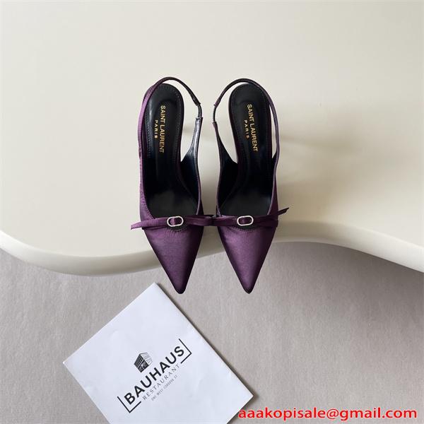 上質光沢 サテンパンプス SAINT LAURENT イヴ・サンローラン コピー 8.0CMヒール 軽量設計 新作