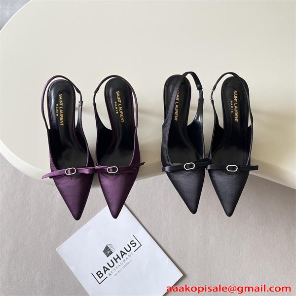 上質光沢 サテンパンプス SAINT LAURENT イヴ・サンローラン コピー 8.0CMヒール 軽量設計 新作