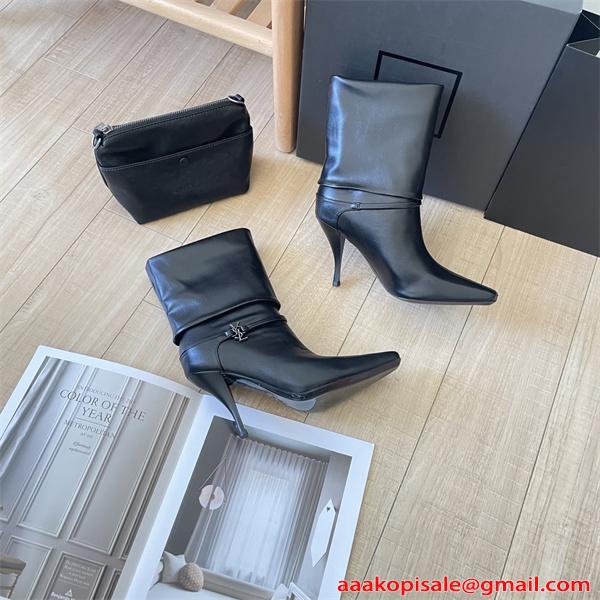 秋冬本命 美脚 SAINT LAURENT イヴ・サンローラン コピー ブーツ 柔軟レザー 洗練モード コーデ 9CMヒール 