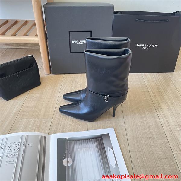秋冬本命 美脚 SAINT LAURENT イヴ・サンローラン コピー ブーツ 柔軟レザー 洗練モード コーデ 9CMヒール 