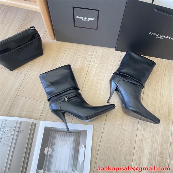 秋冬本命 美脚 SAINT LAURENT イヴ・サンローラン コピー ブーツ 柔軟レザー 洗練モード コーデ 9CMヒール 