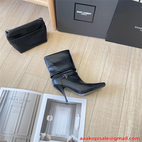 秋冬本命 美脚 SAINT LAURENT イヴ・サンローラン コピー ブーツ 柔軟レザー 洗練モード コーデ 9CMヒール 