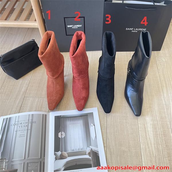 秋冬本命 美脚 SAINT LAURENT イヴ・サンローラン コピー ブーツ 柔軟レザー 洗練モード コーデ 9CMヒール 