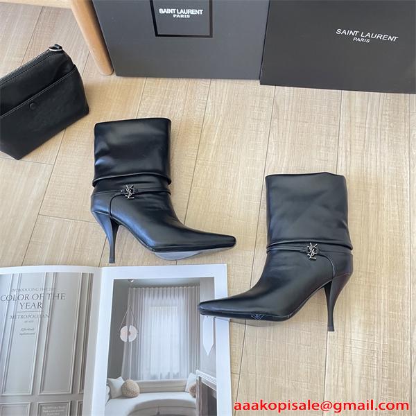 秋冬本命 美脚 SAINT LAURENT イヴ・サンローラン コピー ブーツ 柔軟レザー 洗練モード コーデ 9CMヒール 