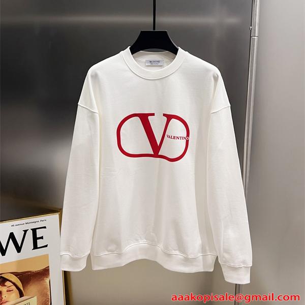 洗練 プリント トレーナー 柔軟裏毛  プレミアム VALENTINO ヴァレンティノ コピー