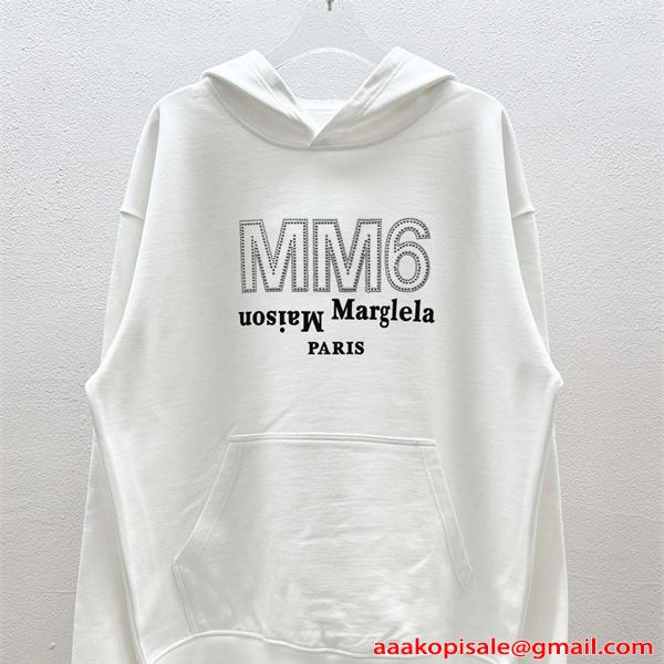 洗練 プリント Maison Margiela メゾン マルジェラ コピー パーカー オーバーサイズ 裏毛仕様 男女兼用