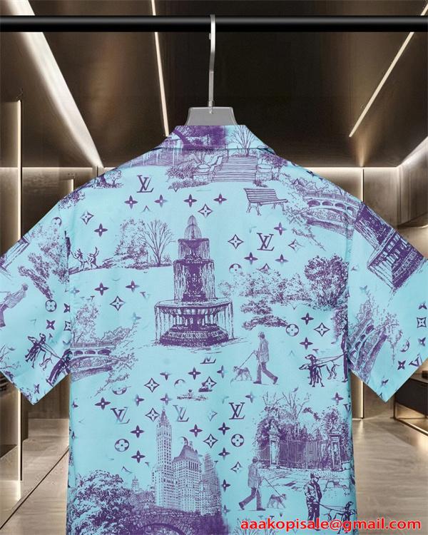 半袖シャツ 爽やか 配色美 シルエット綺麗 トレンド感 LOUIS VUITTON ルイヴィトン スーパーコピー