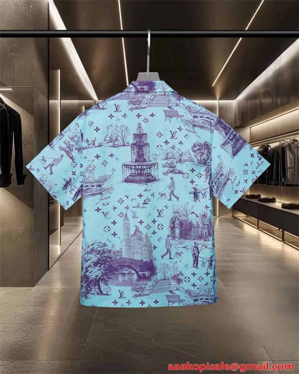 半袖シャツ 爽やか 配色美 シルエット綺麗 トレンド感 LOUIS VUITTON ルイヴィトン スーパーコピー
