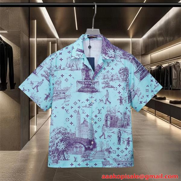 半袖シャツ 爽やか 配色美 シルエット綺麗 トレンド感 LOUIS VUITTON ルイヴィトン スーパーコピー