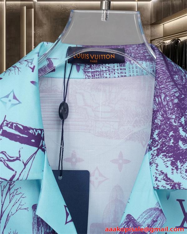 半袖シャツ 爽やか 配色美 シルエット綺麗 トレンド感 LOUIS VUITTON ルイヴィトン スーパーコピー