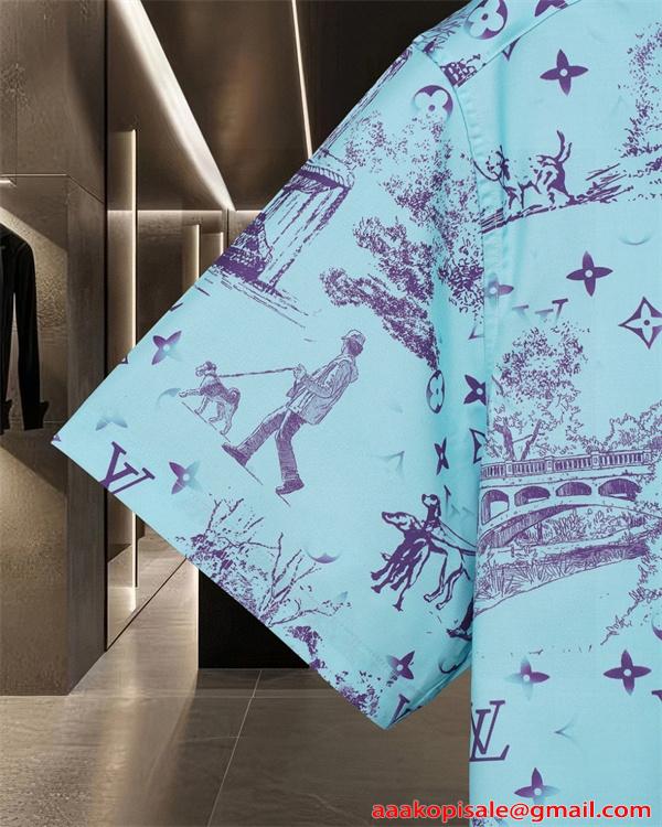 半袖シャツ 爽やか 配色美 シルエット綺麗 トレンド感 LOUIS VUITTON ルイヴィトン スーパーコピー