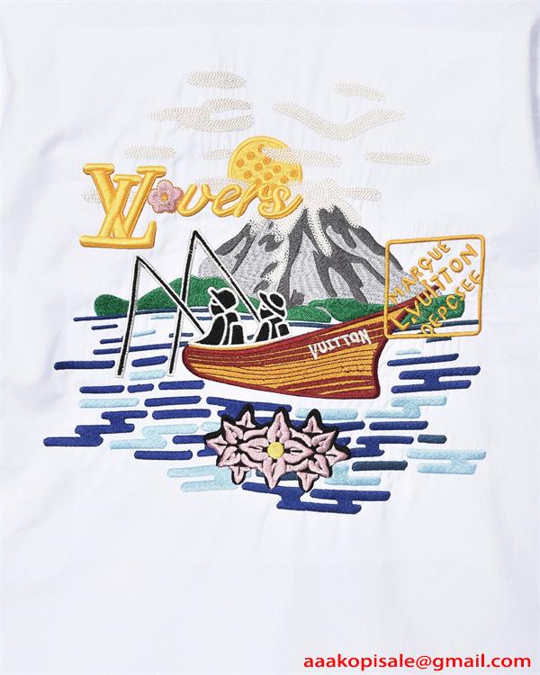 刺繍 長袖シャツ 上質生地 スマートライン 秋冬注目 LOUIS VUITTON ルイヴィトン スーパーコピー