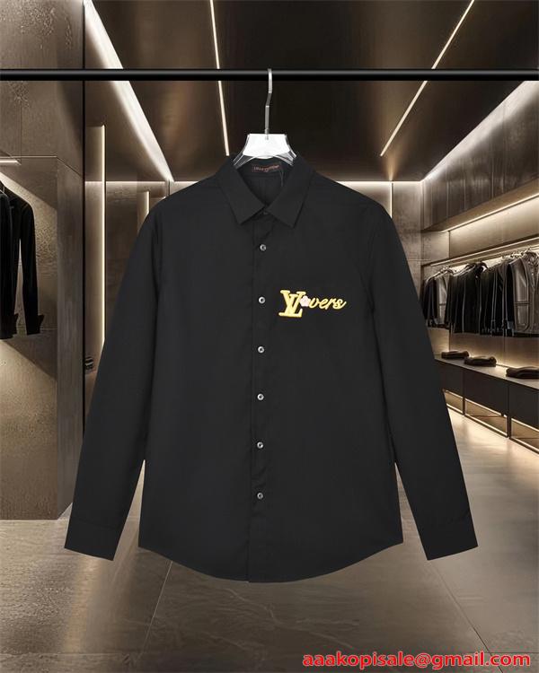 刺繍 長袖シャツ 上質生地 スマートライン 秋冬注目 LOUIS VUITTON ルイヴィトン スーパーコピー