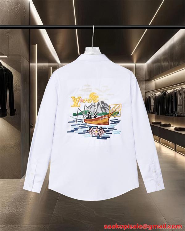 刺繍 長袖シャツ 上質生地 スマートライン 秋冬注目 LOUIS VUITTON ルイヴィトン スーパーコピー