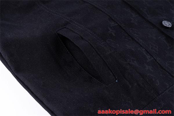 メンズ LOUIS VUITTON ルイヴィトン コピー デニムジャケット ブラック 秋 春 カジュアル シンプル