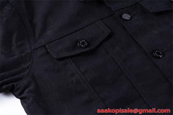 メンズ LOUIS VUITTON ルイヴィトン コピー デニムジャケット ブラック 秋 春 カジュアル シンプル