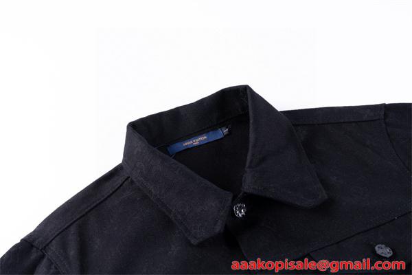 メンズ LOUIS VUITTON ルイヴィトン コピー デニムジャケット ブラック 秋 春 カジュアル シンプル