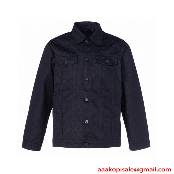 メンズ LOUIS VUITTON ルイヴィトン コピー デニムジャケット ブラック 秋 春 カジュアル シンプル