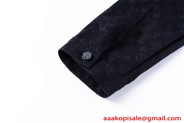 メンズ LOUIS VUITTON ルイヴィトン コピー デニムジャケット ブラック 秋 春 カジュアル シンプル