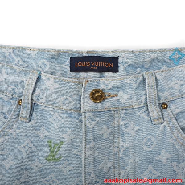 LOUIS VUITTON ルイヴィトン コピー デニムパンツ 春夏 ワイドジーンズ おしゃれ ゆったり