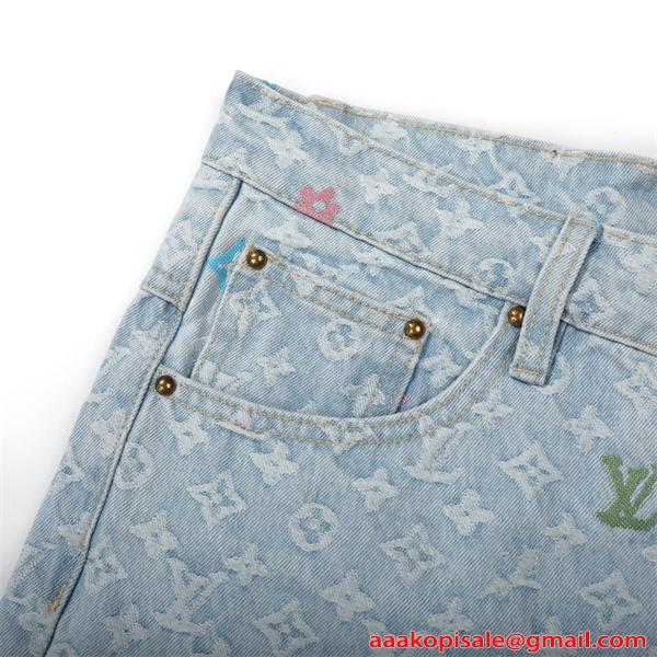 LOUIS VUITTON ルイヴィトン コピー デニムパンツ 春夏 ワイドジーンズ おしゃれ ゆったり