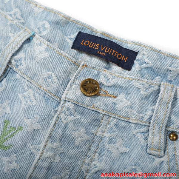 LOUIS VUITTON ルイヴィトン コピー デニムパンツ 春夏 ワイドジーンズ おしゃれ ゆったり