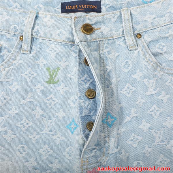 LOUIS VUITTON ルイヴィトン コピー デニムパンツ 春夏 ワイドジーンズ おしゃれ ゆったり