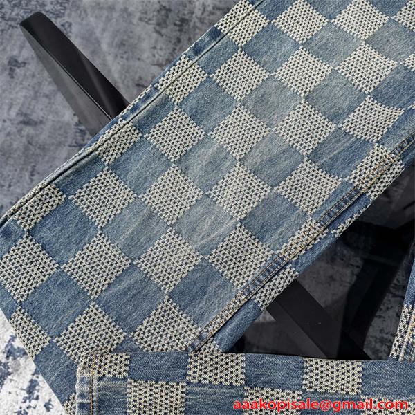 ジーンズ チェック柄 デニムパンツ 春秋 人気 トレンド LOUIS VUITTON ルイヴィトン コピー