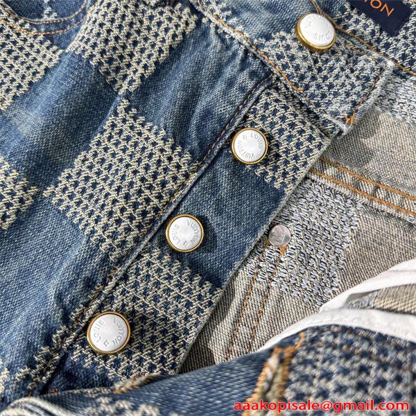 ジーンズ チェック柄 デニムパンツ 春秋 人気 トレンド LOUIS VUITTON ルイヴィトン コピー