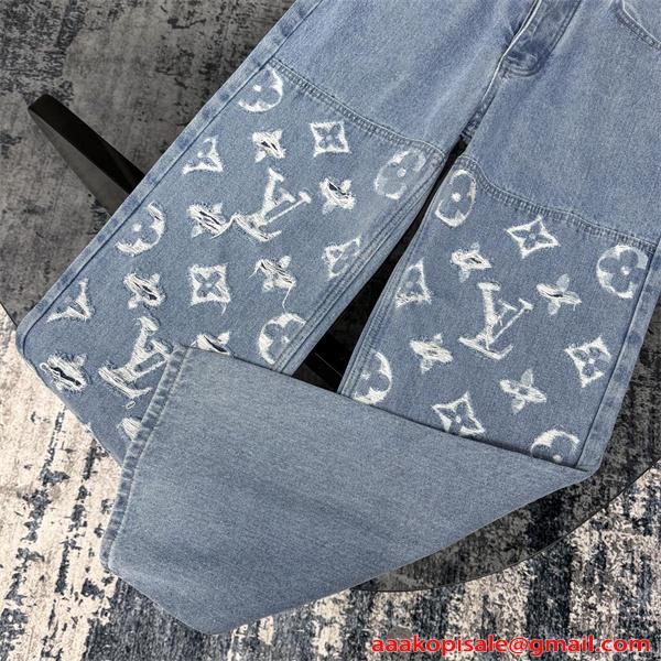 LOUIS VUITTON ルイヴィトン コピー デニムパンツ 春秋 ワイドジーンズ ゆったり 大きいサイズ