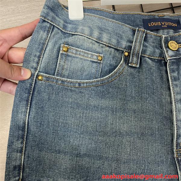 ワイドデニム カーゴパンツ 春秋 ジーンズ 切替 ストリート トレンド LOUIS VUITTON ルイヴィトン コピー