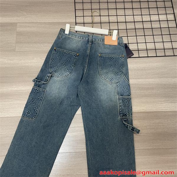 ワイドデニム カーゴパンツ 春秋 ジーンズ 切替 ストリート トレンド LOUIS VUITTON ルイヴィトン コピー