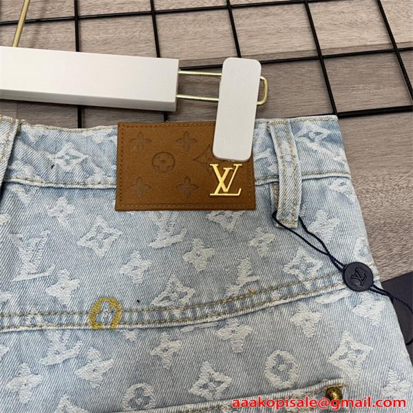 デニムパンツ 春夏 LOUIS VUITTON ルイヴィトン コピー ワイドパンツ 韓国風 ゆったり 人気 2026新作