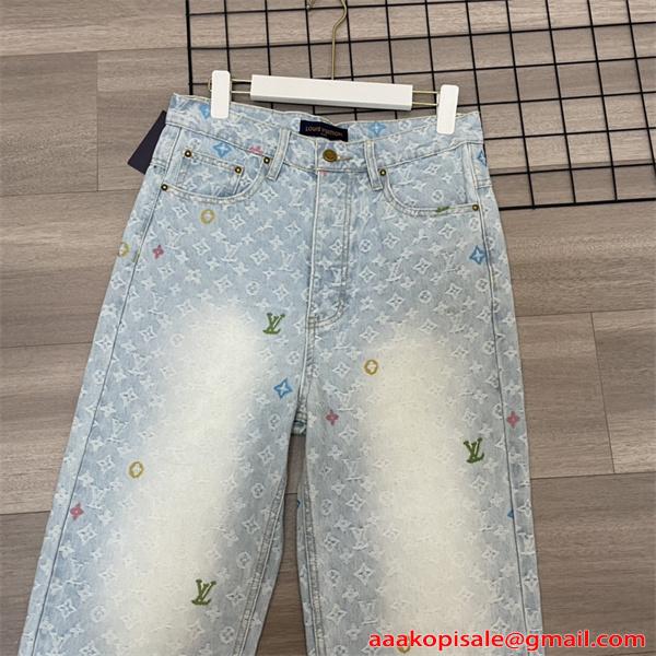 デニムパンツ 春夏 LOUIS VUITTON ルイヴィトン コピー ワイドパンツ 韓国風 ゆったり 人気 2026新作