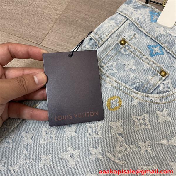 デニムパンツ 春夏 LOUIS VUITTON ルイヴィトン コピー ワイドパンツ 韓国風 ゆったり 人気 2026新作