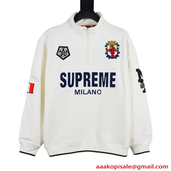 メンズ ハーフジップ スウェット 秋冬 すっきり印象 カジュアル SUPREME シュプリーム コピー