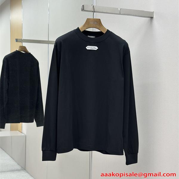 DIOR ディオール コピー 長袖Tシャツ ミニロゴプレート クルーネック シンプル洗練 2026新作