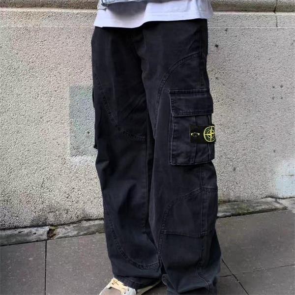 人気急上昇 ストリート系 ブラック STONE ISLAND ストーンアイランド コピー カーゴパンツ