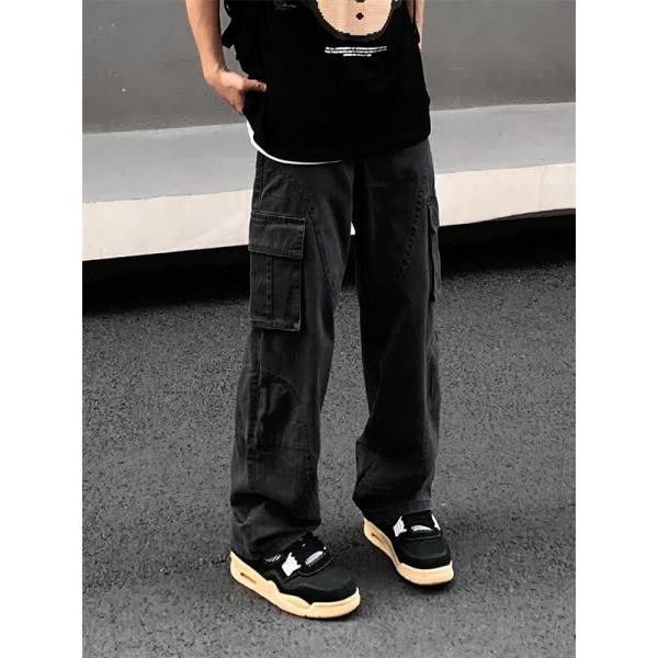 人気急上昇 ストリート系 ブラック STONE ISLAND ストーンアイランド コピー カーゴパンツ