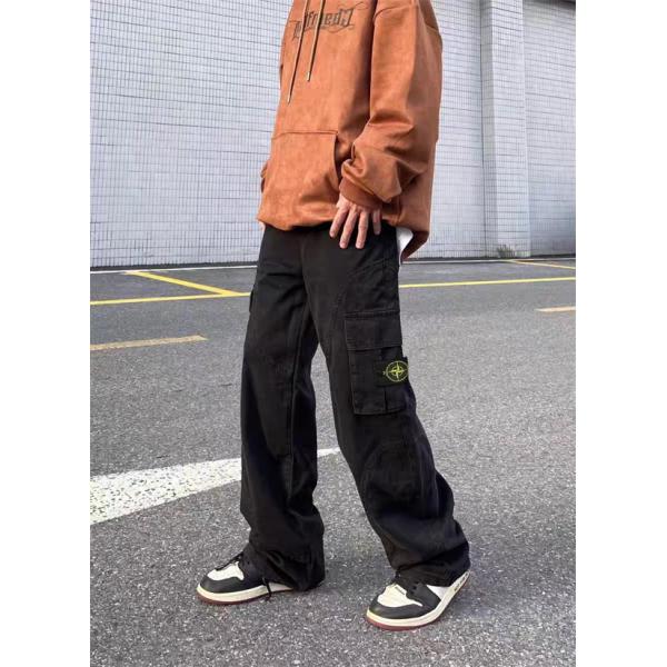 人気急上昇 ストリート系 ブラック STONE ISLAND ストーンアイランド コピー カーゴパンツ