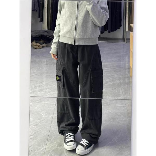 人気急上昇 ストリート系 ブラック STONE ISLAND ストーンアイランド コピー カーゴパンツ