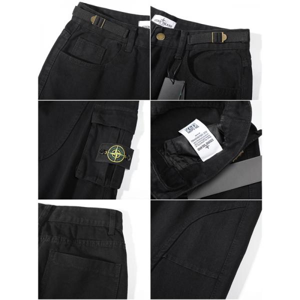 人気急上昇 ストリート系 ブラック STONE ISLAND ストーンアイランド コピー カーゴパンツ