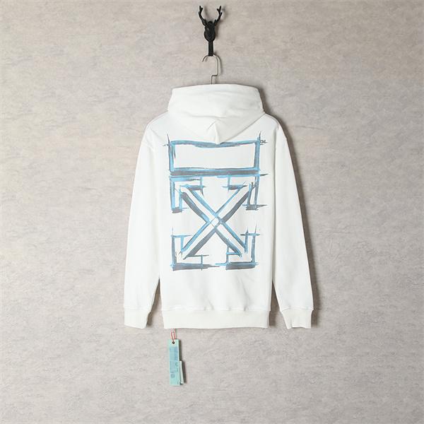 Off-White オフホワイト コピー アート感際立つ ハンドドロー風 クロス バックプリント パーカー 