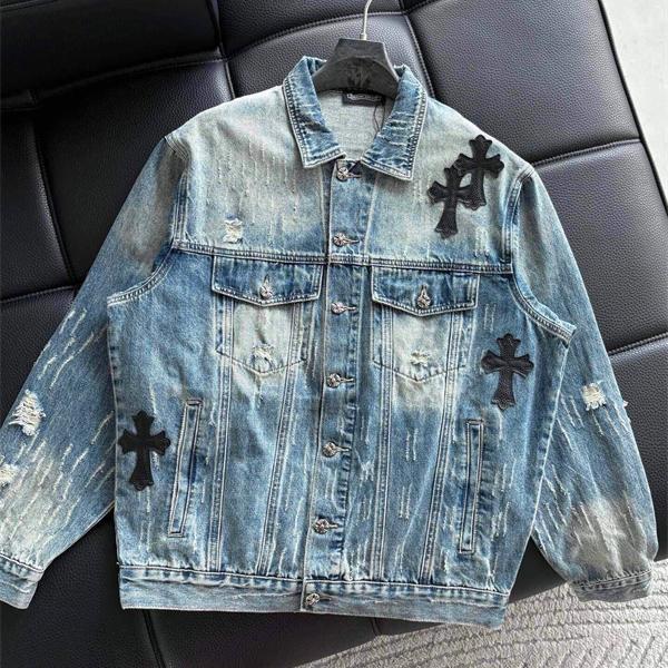 CHROME HEARTS クロムハーツ コピー デニムジャケット ヴィンテージ加工 無骨 トレンド 2026新作