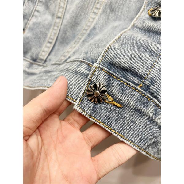 ストリート映え ワッペンデザイン デニムジャケット 個性派 CHROME HEARTS クロムハーツ コピー