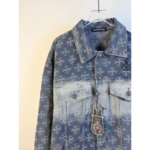 圧倒的存在感 総柄クロス デニムジャケット 重厚 2026新作 CHROME HEARTS クロムハーツ コピー