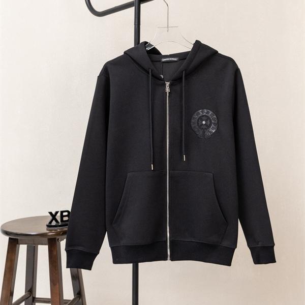 CHROME HEARTS クロムハーツ コピー 洗練ミニマル エンブレム刺繍 ジップパーカー 上質 厚手 定番