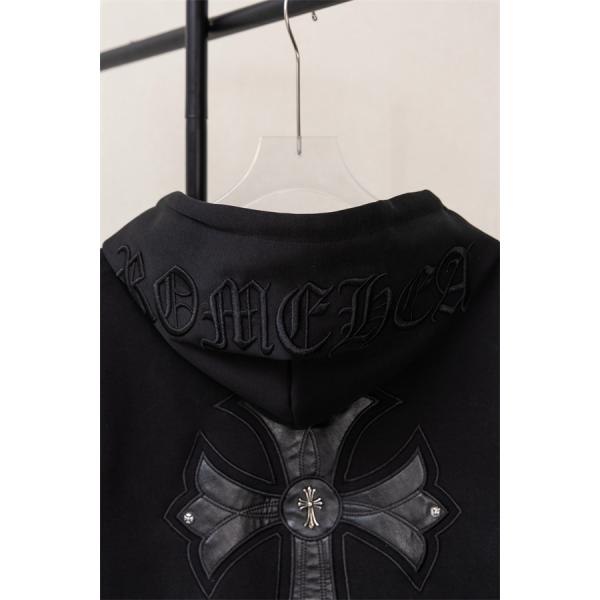 CHROME HEARTS クロムハーツ コピー 洗練ミニマル エンブレム刺繍 ジップパーカー 上質 厚手 定番