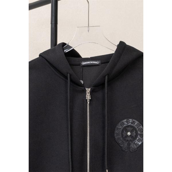 CHROME HEARTS クロムハーツ コピー 洗練ミニマル エンブレム刺繍 ジップパーカー 上質 厚手 定番