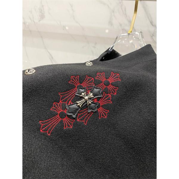 ブラック 刺繍 CHROME HEARTS クロムハーツ コピー スタジャン レザー切替 無骨 プレミアム